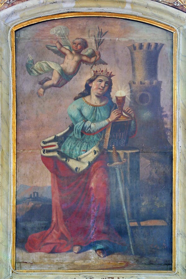Saint barbara altarpiece na ołtarzu świętej barbary w kościele świętego jana chrztu w recyce chorwacji obraz stock
