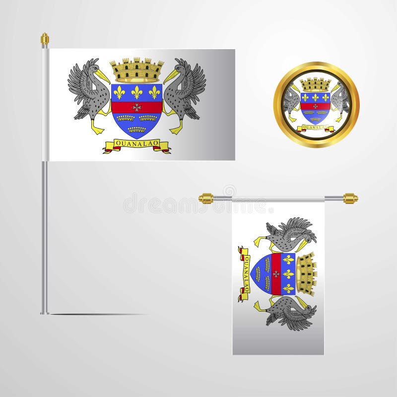 Download Saint Barthelemy Waving Flag Design With Badge Vector ...