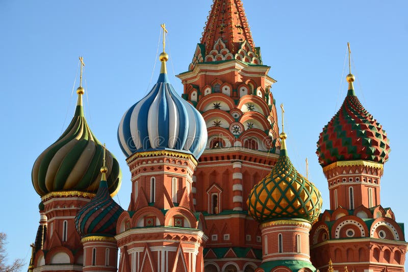 Saint Basil Cathedral and Vasilevsky Descent of Red Square in Moscow, Russia