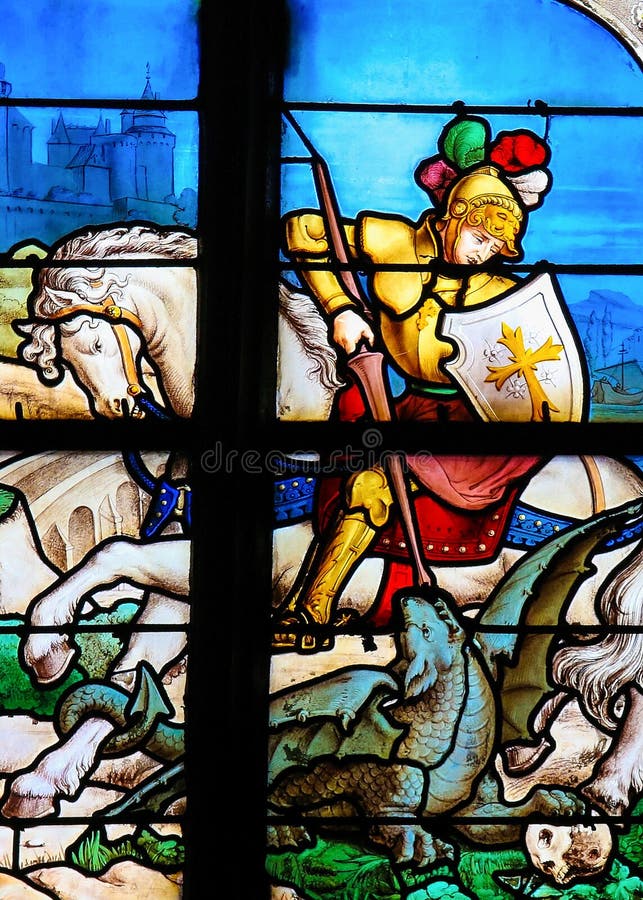 Saint George slaying the dragon stock photos Saint George slaying the dragon stock photos