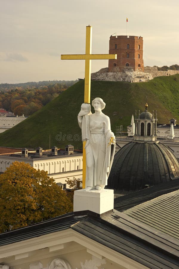 Saint Helena sculpture on the Cathedral of Vilnius in Lithuania royalty free stock photos Saint Helena sculpture on the Cathedral of Vilnius in Lithuania royalty free stock photos