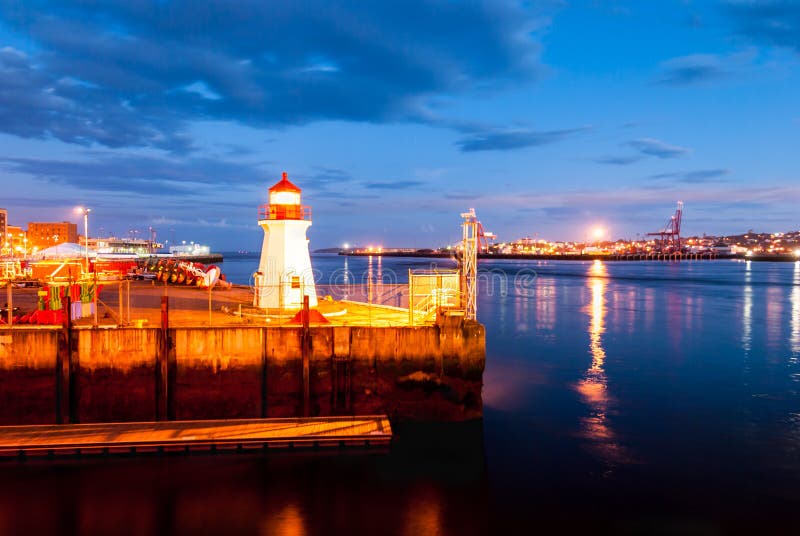 Saint John Harbour at Night. Stock Photo Image of yellow, canada