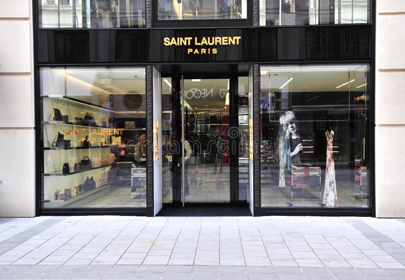Yves Saint Laurent fashion luxury store in avenue Montaigne on July 22,  2017 in Paris, France. Stock Photo