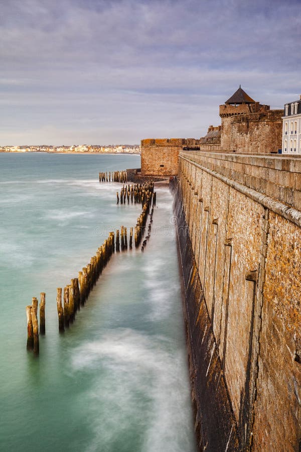 Saint-Malo Brittany France Ramparts And Old Town, Coastline Stock Photo ...