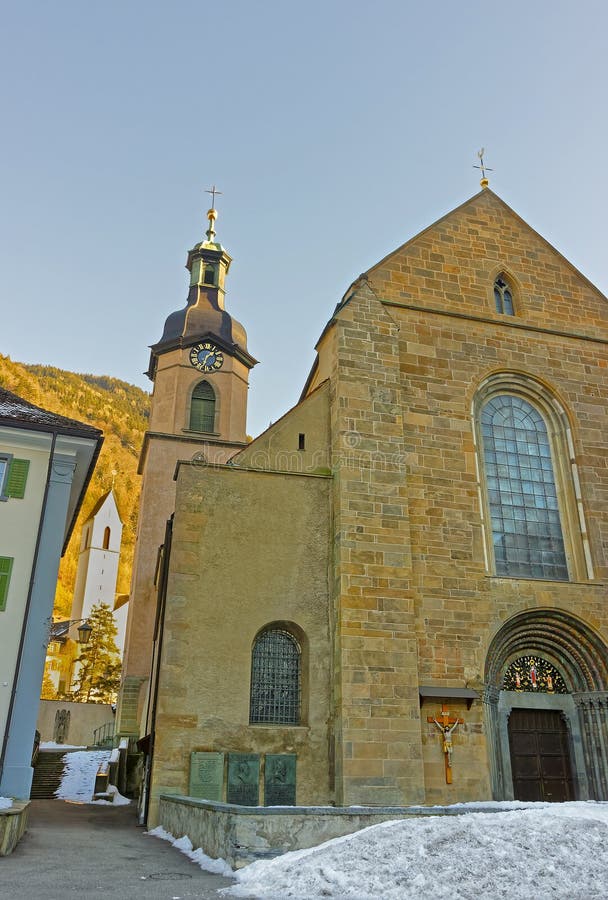 Saint Maria Himmelfahrt Church in Chur at sunrise