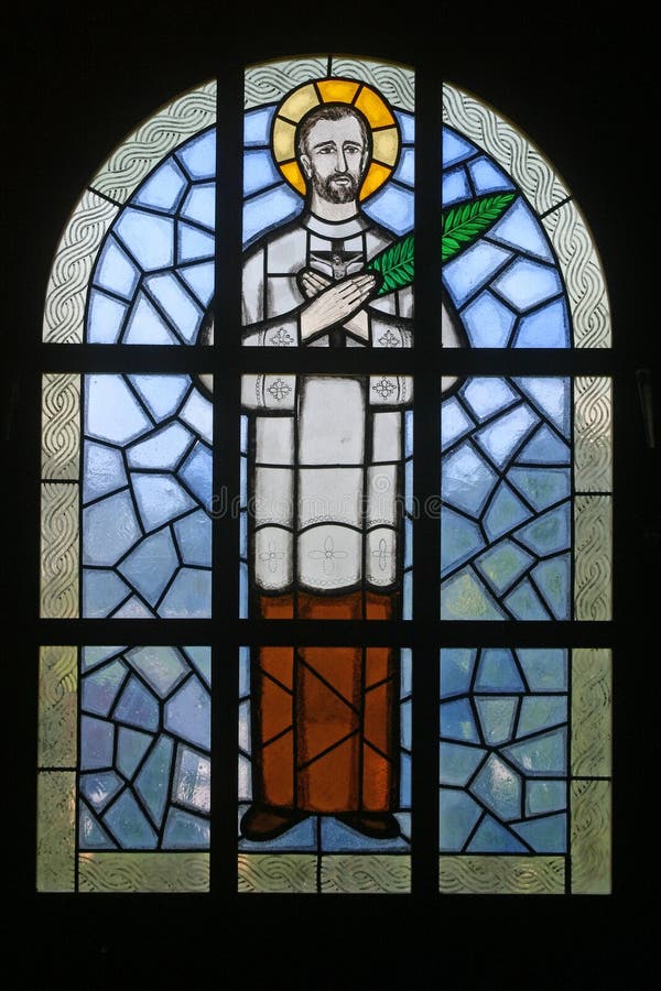 Saint Mark Krizin, stained glass window at St. Mark`s Church in Jakusevec, Zagreb