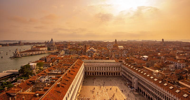 Saint Mark`s Square at sunset view, Venice, Italy