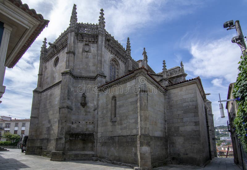 Pontevedra, Galicia, Spain; September 2018: Abside of Saint Mary the Bigger, basilica and church in Pontevedra city