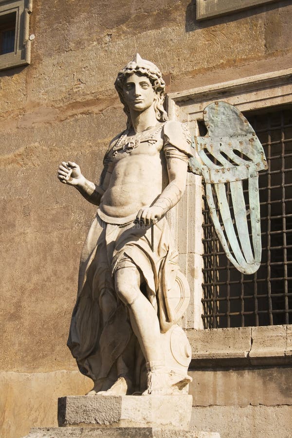 Saint Michael sculpture of Raffaello da Montelupo orginally atop Castel Sant'Angelo. 6th century AD. Saint Michael sculpture of Raffaello da Montelupo orginally atop Castel Sant'Angelo. 6th century AD.