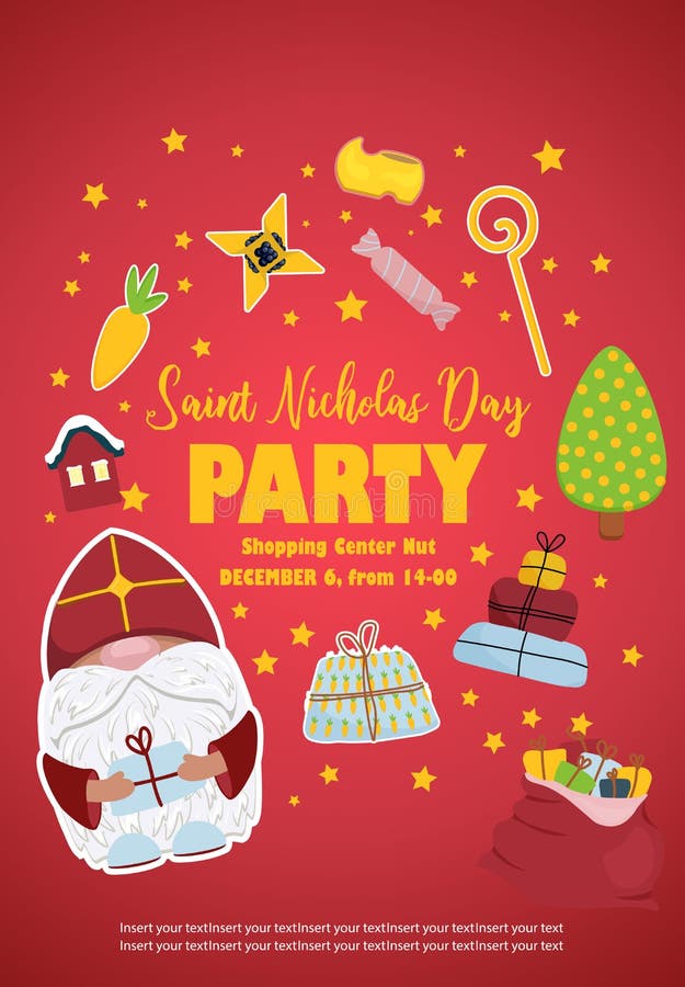 Saint Nicholas Day Party Poster. Invitation To the Party To the Day of