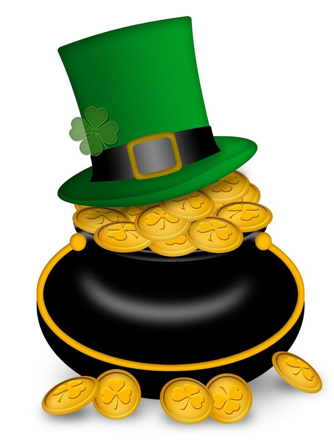Saint Patricks Day Pot of Gold and Hat Stock Illustration ...
