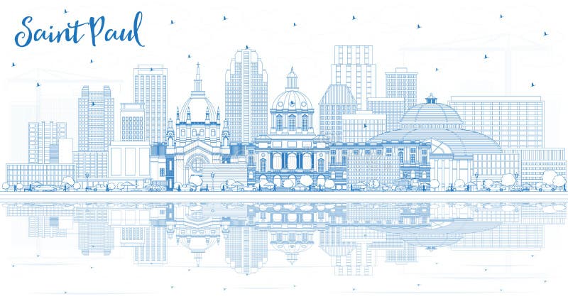 Saint Paul Minnesota City Skyline do esbo?o com constru??es azuis e reflex?es ilustração royalty free Saint Paul Minnesota City Skyline do esbo?o com constru??es azuis e reflex?es ilustração royalty free