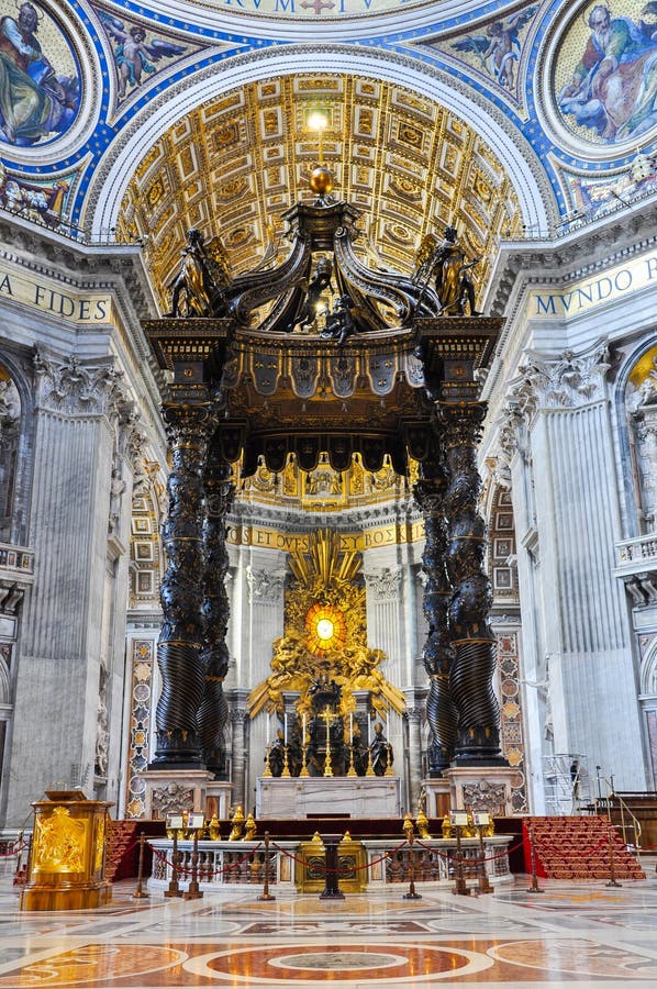 Saint Peter`s Baldachin in the Basilica. Vatican Editorial Photo ...