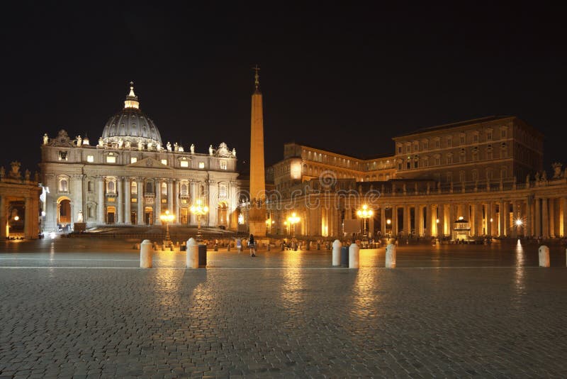 Saint Peter s Square at night