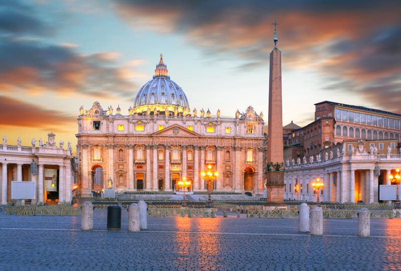 Saint Peter s square at sunset, Vatican City