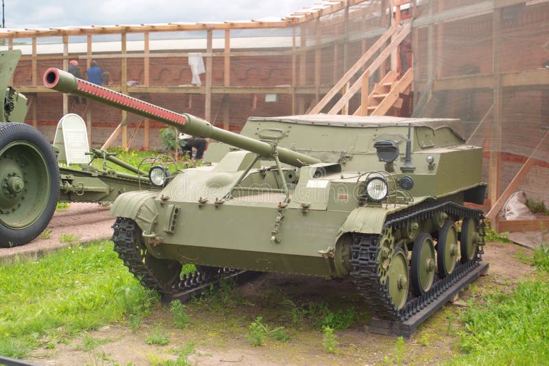 Saint Petersburg, Russia - July 07, 2017: 57 mm light airborne self-propelled gun ASU-57. Museum of artillery, engineering and