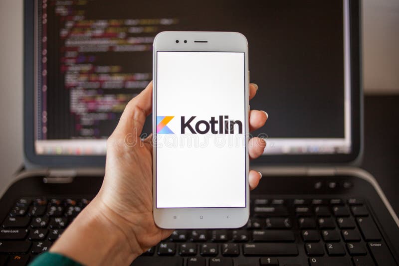 SAINT PETERSBURG, RUSSIA - MAY 16, 2019: Mobile application development, Kotlin programming language royalty free stock photography