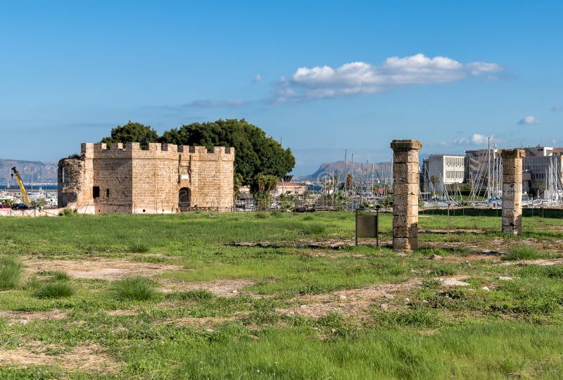 Saint Pietro Fortress of Castle at sea, is located in the archaeological park of Castellammare in Palermo, Sicily, Italy. Saint Pietro Fortress of Castle at sea, is located in the archaeological park of Castellammare in Palermo, Sicily, Italy