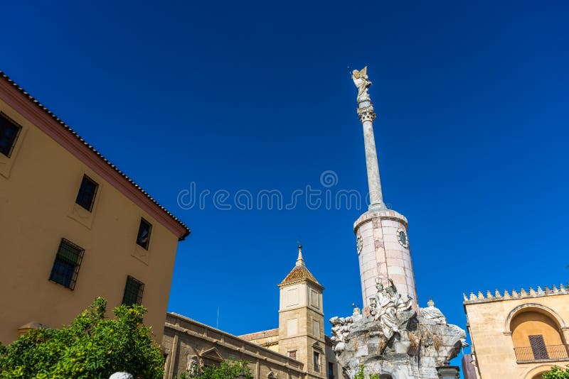 Saint Raphael Triumph Statue in Cordoba, Spain. Stock Photo Image of