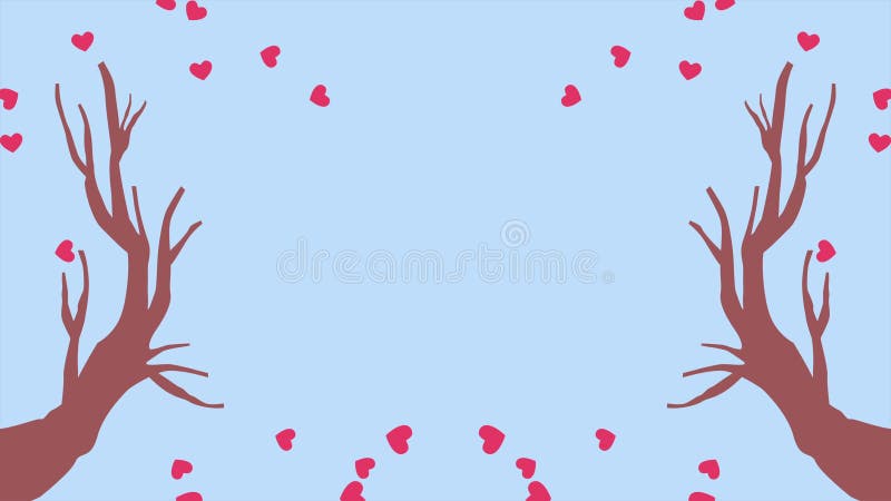 Saint Valentin heureux avec amour d'arbre d'animation illustration de vecteur