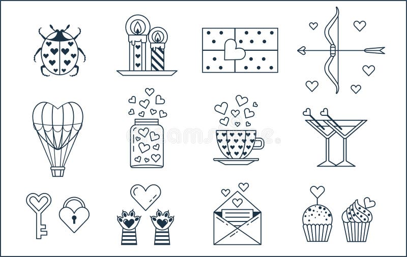 Valentine Day Air Balloon Line Art Sticker Stock Vector by  ©krugli86@gmail.com 326279720