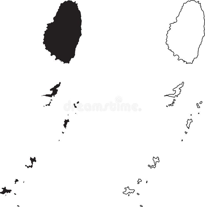 Saint Vincent and the Grenadines Map. Black silhouette country map isolated on white background. Black outline on white background vector illustration
