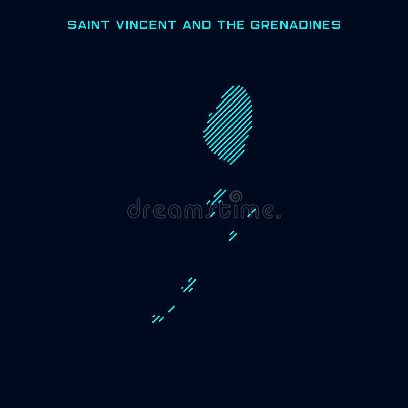 Saint Vincent and the Grenadines Striped Map Vector Design Template With Blue Background. royalty free illustration