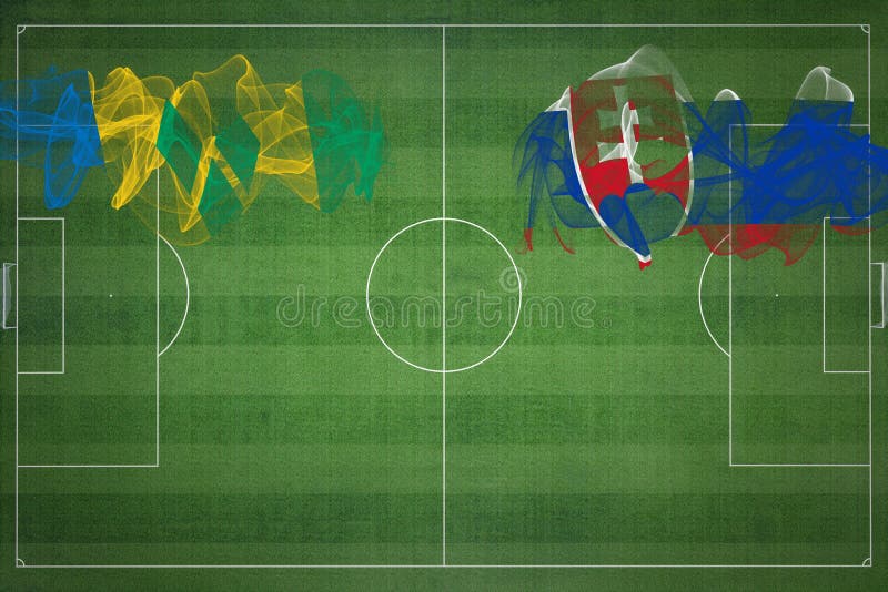 Saint Vincent and the Grenadines vs Slovakia Soccer Match, national colors, national flags, soccer field, football game, Copy