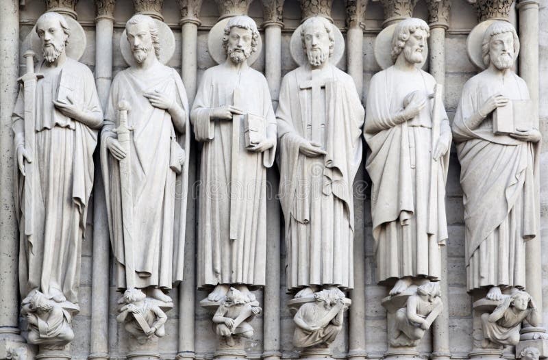 Saints Sculpture of Notre Dame De Paris Stock Photo Image of close