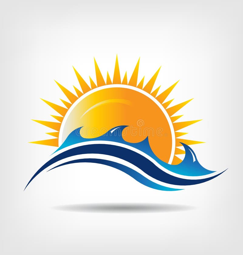Saison de mer et de soleil. Logo de vecteur. Abstraction du su illustration stock Saison de mer et de soleil. Logo de vecteur. Abstraction du su illustration stock