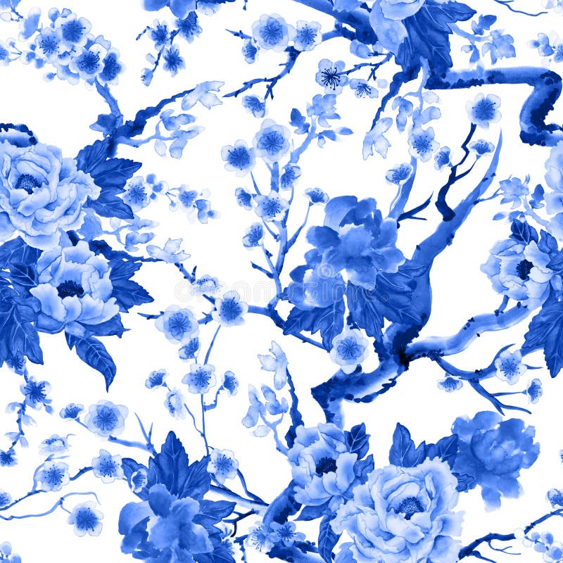 Sakura och pionblommor vektor illustrationer Sakura och pionblommor vektor illustrationer