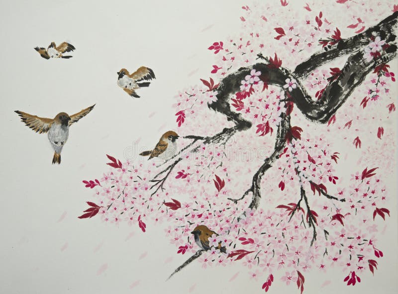 Sakura and sparrows