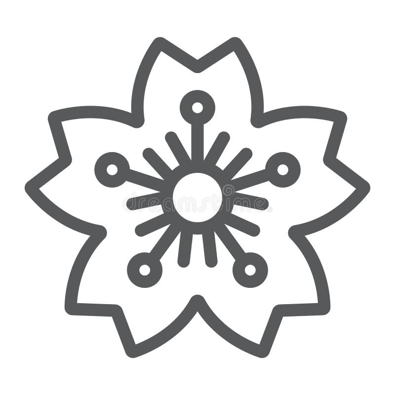 Sakura wykłada ikonę, Japan i kwiatu, czereśniowego okwitnięcia znak, wektorowe grafika, liniowy wzór na białym tle royalty ilustracja
