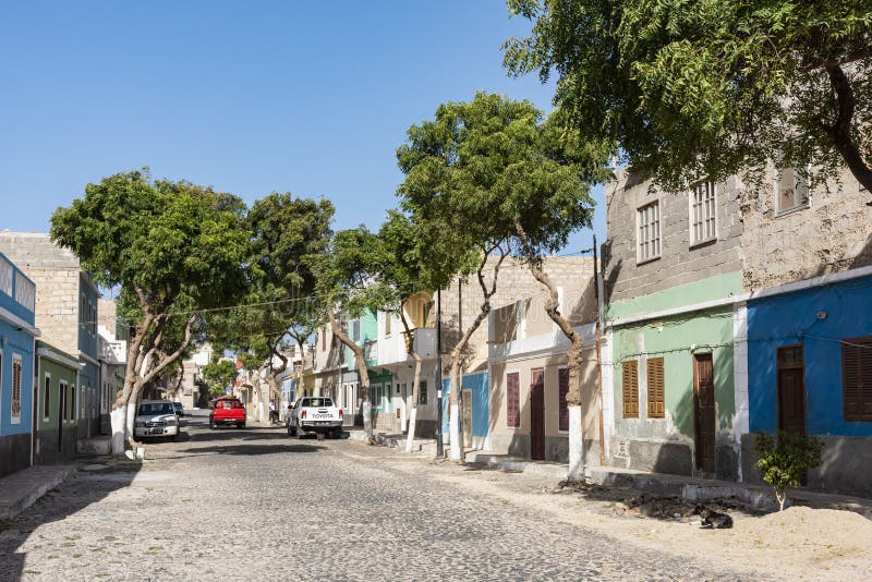 Sal variopinto Rei Boa Vista degli edifici residenziali fotografie stock libere da diritti