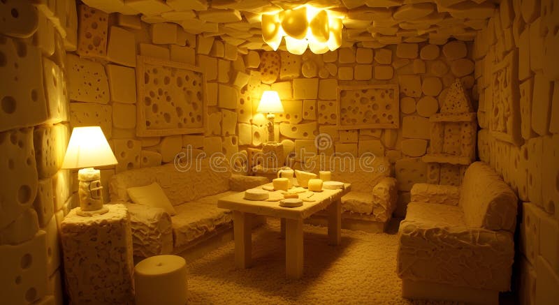 Sala inteiramente feita de queijo imagens de stock royalty free