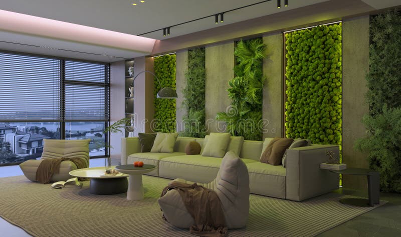 Sala con vista verticale Giardino&Notte illustrazione vettoriale