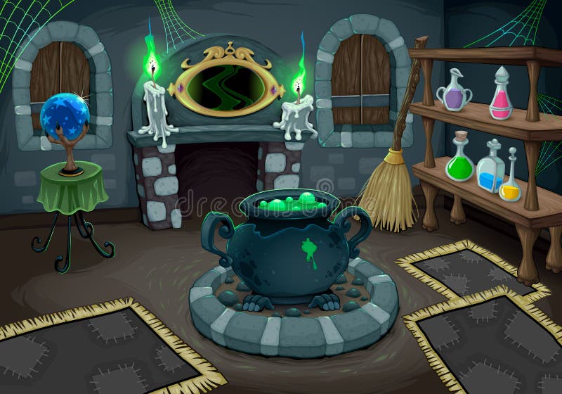 The witch room. Vector cartoon illustration for halloween and games. The witch room. Vector cartoon illustration for halloween and games.