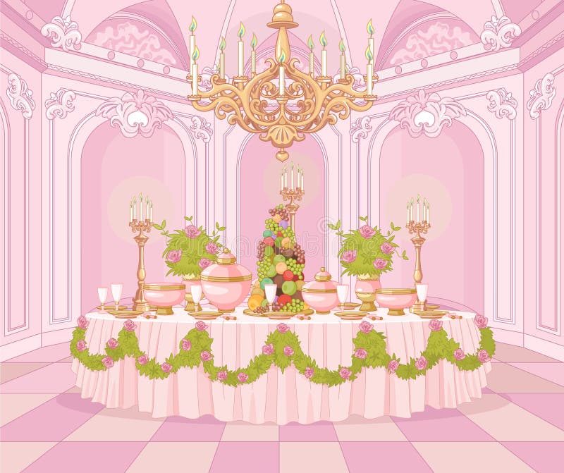 Sala da pranzo in principessa Palace royalty illustrazione gratis Sala da pranzo in principessa Palace royalty illustrazione gratis