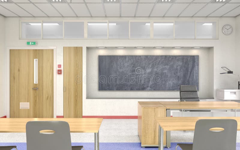 Modern classroom . High school. 3d illustration. Modern classroom . High school. 3d illustration