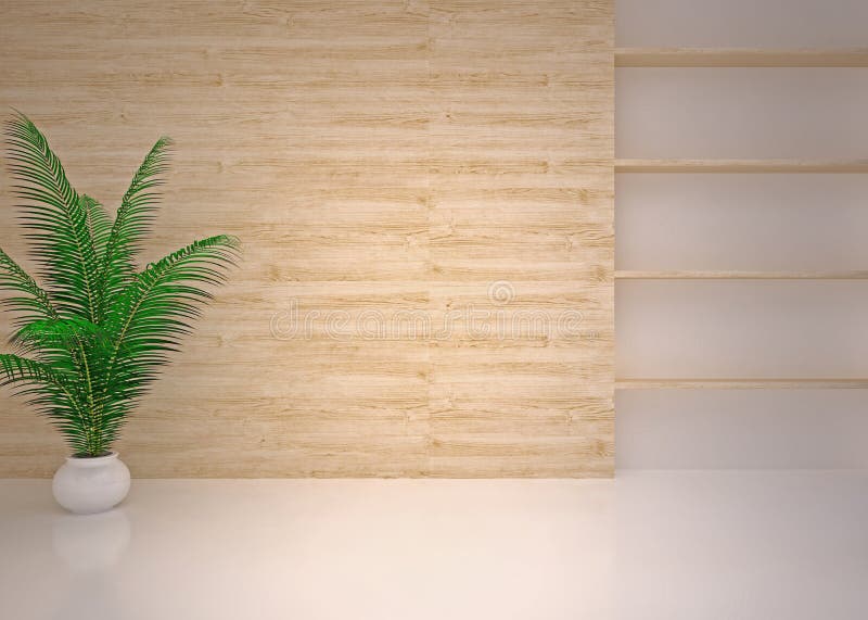 Sala De Estar Minimalista Con La Chimenea Stock de ilustración