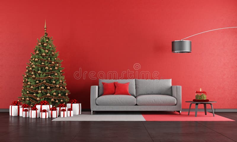 Sala de estar moderna de la Navidad ilustración del vector Sala de estar moderna de la Navidad ilustración del vector