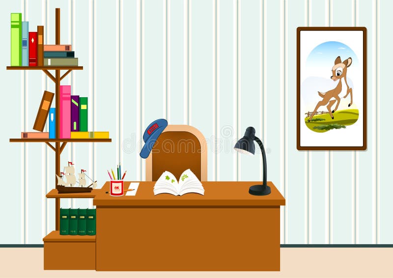 Sala de estudo ilustração royalty free Sala de estudo ilustração royalty free