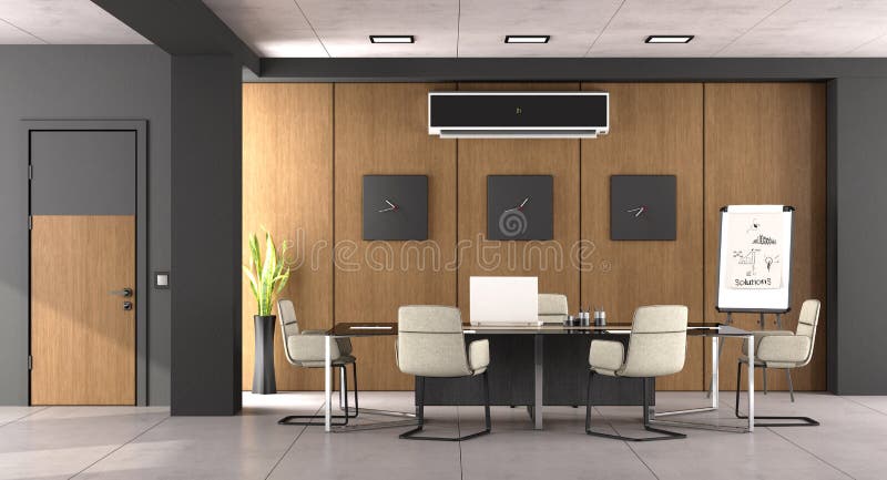 Sala del consiglio moderna nera e di legno illustrazione vettoriale Sala del consiglio moderna nera e di legno illustrazione vettoriale