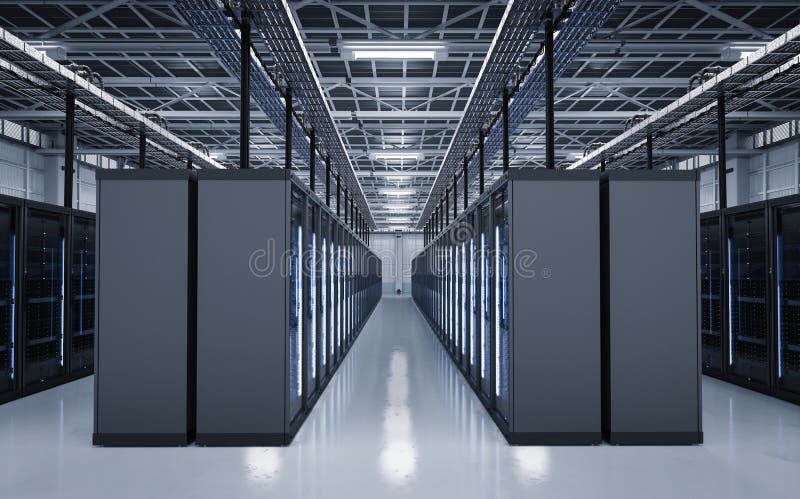 Sala de servidores ou computadores de servidor ilustração do vetor