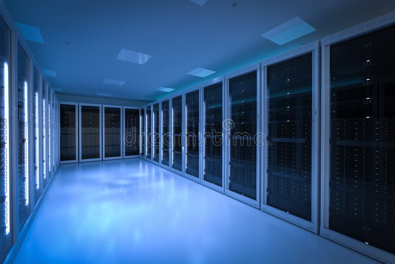 Sala do servidor ou computadores de servidor ilustração do vetor