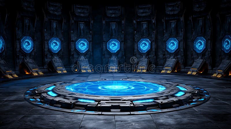 Sala giochi futuristica con elementi olografici royalty illustrazione gratis