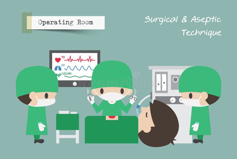 Operating Room OR . Surgeon , Assistant and Anaesthetist operate on patient . Vector . Operating Room OR . Surgeon , Assistant and Anaesthetist operate on patient . Vector .