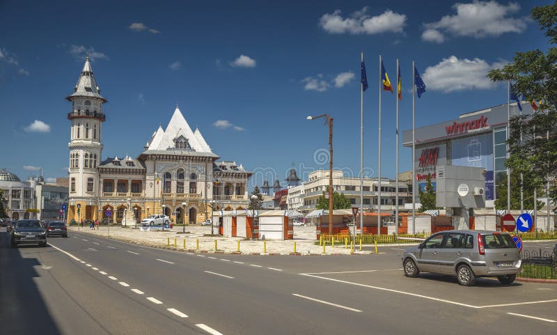 Sala orașului Buzău este o arhitectură frumoasă stock photos
