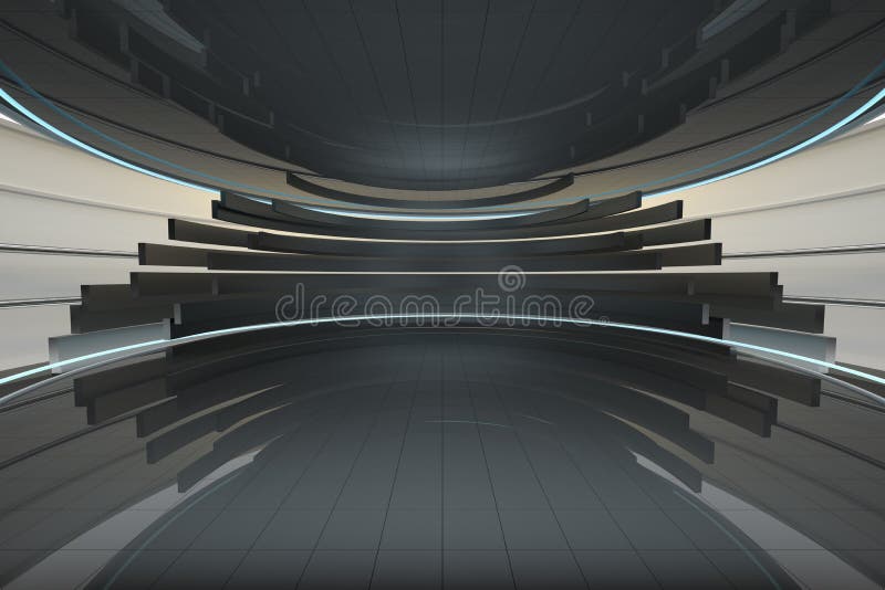 Sala rotonda con rendering neon 3d illustrazione vettoriale