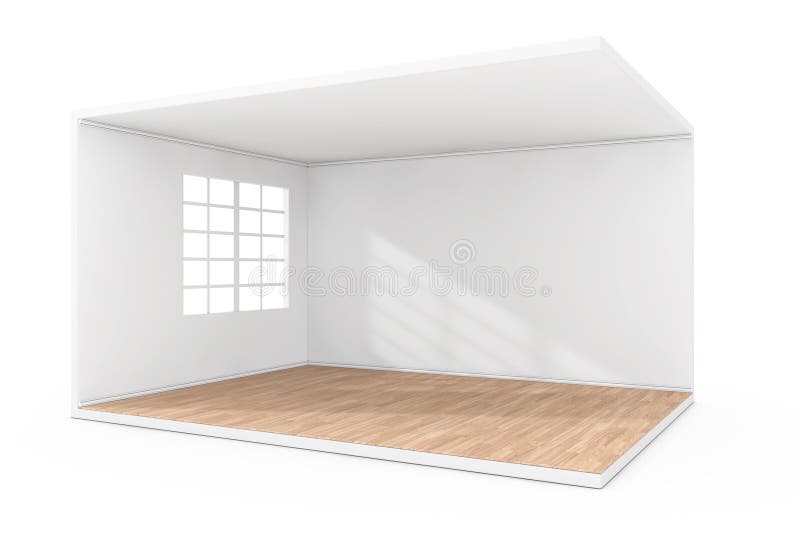 Sala vazia interior com grande janela e o assoalho de parquet de madeira rendi??o 3d ilustração royalty free Sala vazia interior com grande janela e o assoalho de parquet de madeira rendi??o 3d ilustração royalty free